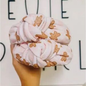 Pink Gingerbread Knotted Patterned Headband Christmas